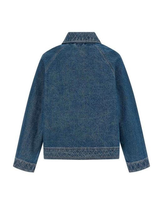 Bode Blue Embroidery Denim Jacket for men
