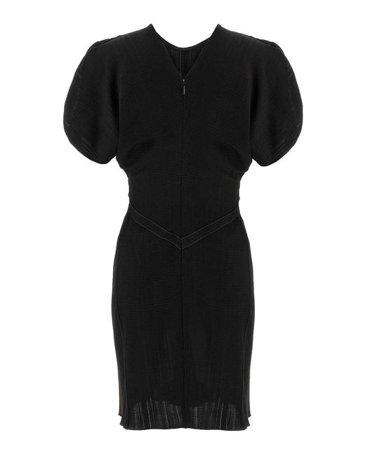 Victoria Beckham Black Gathered Waist Mini Dress