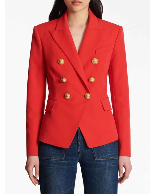 Balmain red hotsell jacket