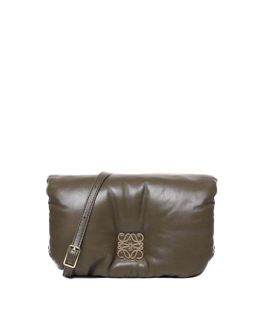 Loewe Gray Mini Puffer Goya Bag In Shiny Nappa Lambskin