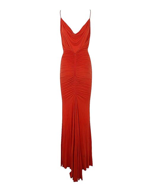 Elisabetta Franchi Red Long Dress With Drape
