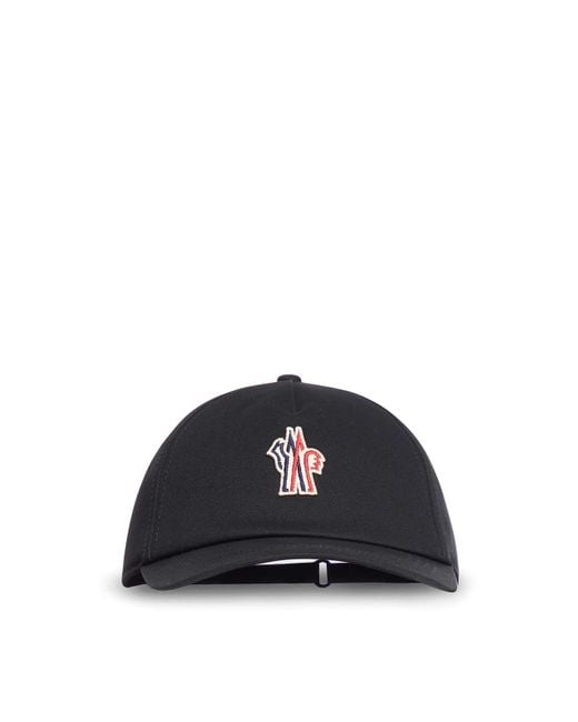 Moncler Blue Gabardine Logo Patch Baseball Cap for men