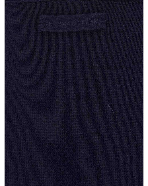 Victoria Beckham Blue V-Neck Yoke Detail Sweater