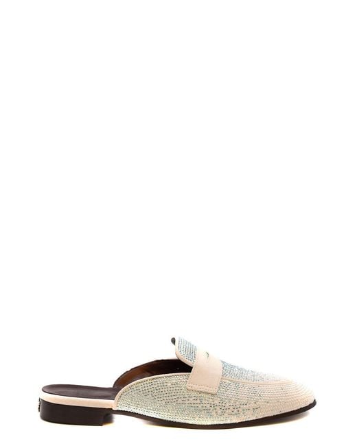 Bougeotte White Leather Mules