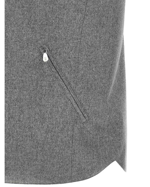 Brunello Cucinelli Gray Padded Wool Vest for men