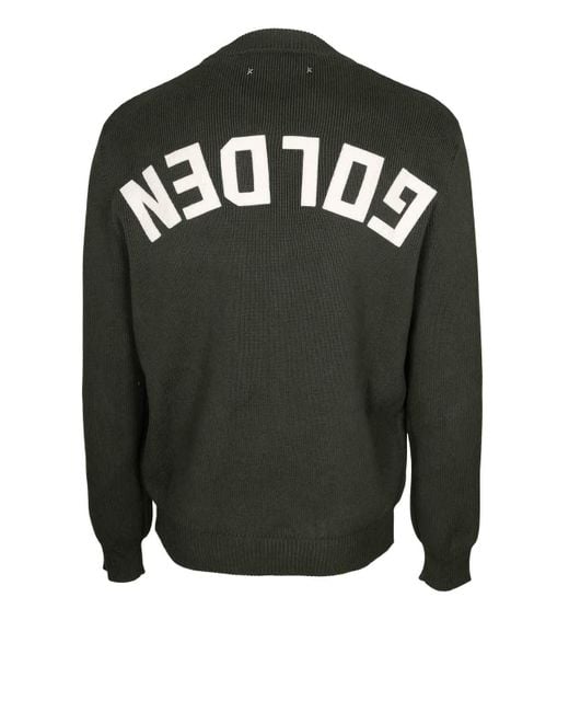 Golden Goose Deluxe Brand Green Cotton Sweater With Logo On The Back for men