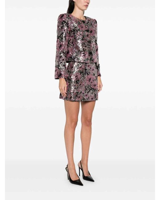Self-Portrait Purple Floral Sequin Jacket
