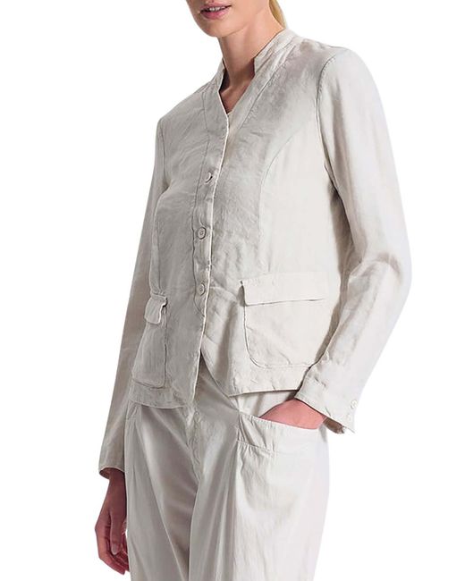 Transit White Stretch Linen Blend Jacket