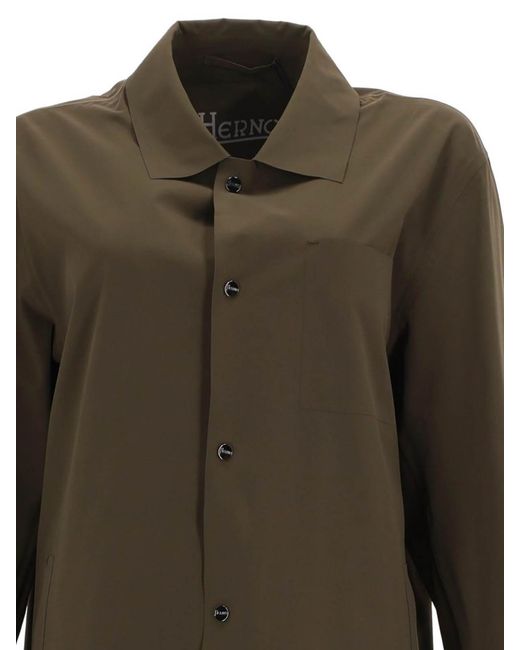 Herno Green Stretch Fabric Shacket for men