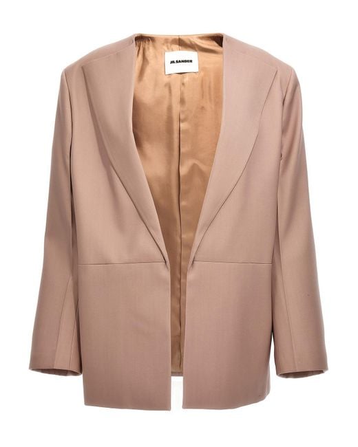 Jil Sander Brown Single-Breasted Blazer Jacket