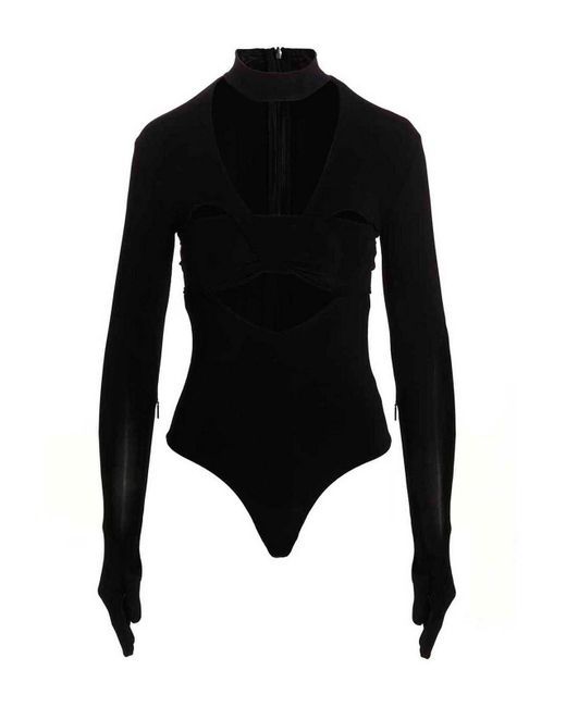 Ambush Black Heart Shaped Gloves Bodysuit