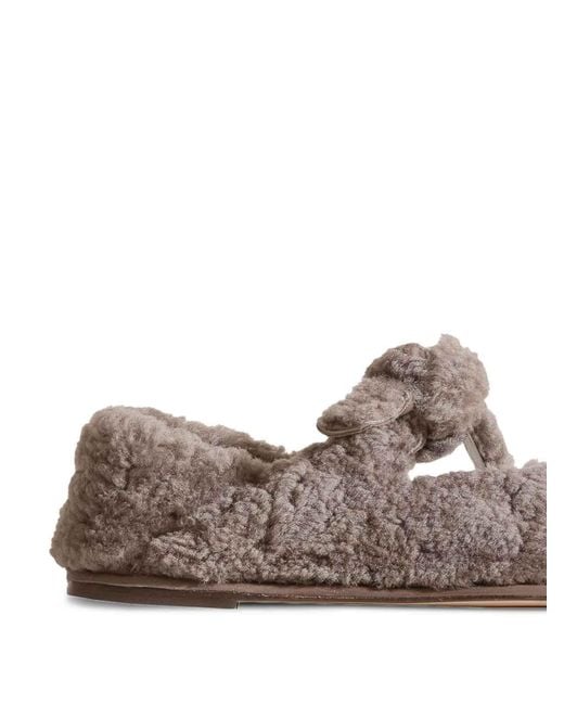 Hereu Brown Llasada Shearling Ballet Flats