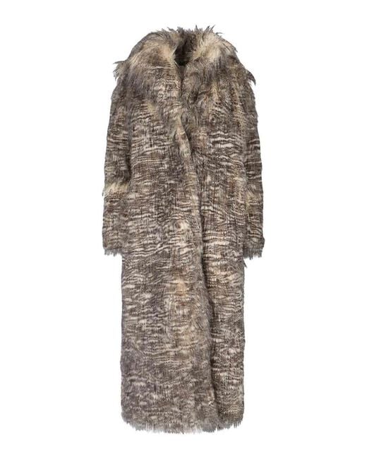 Entire studios Natural Single-Breasted Faux Fur Coat
