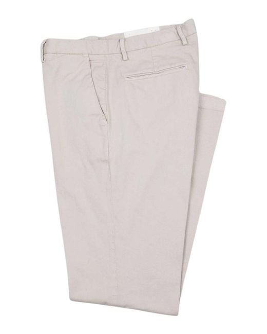 Brooksfield White Pantaloni Chino Tinto Capo for men