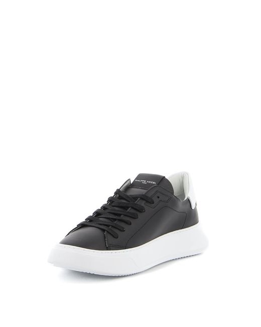 Philippe Model Black Temple Smooth Leather Sneakers for men
