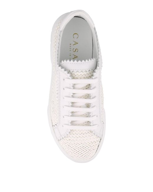Casadei White Woven Calfskin Sneakers