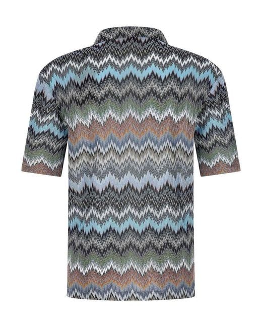 Missoni Blue Chevron Snake Shirt for men