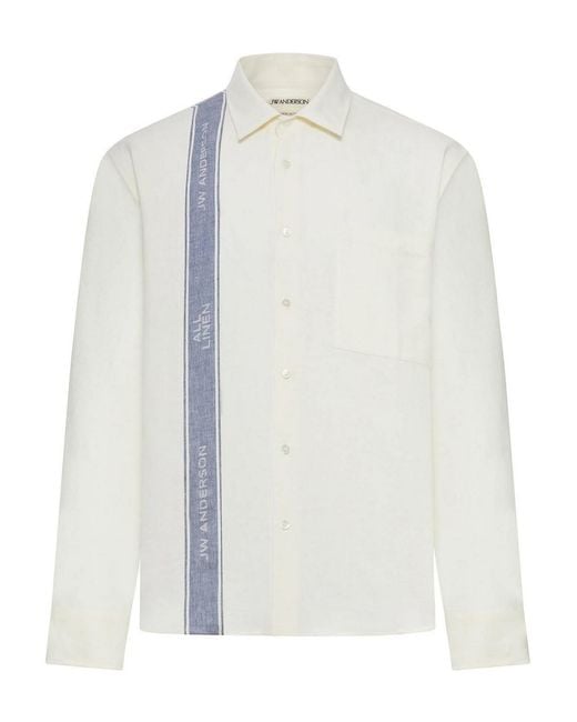 J.W. Anderson White J.W.Anderson Long-Sleeved Linen Shirt for men