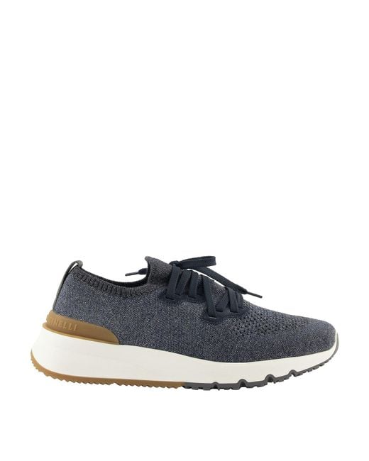 Brunello Cucinelli Blue Mesh Running Lace-Up Sneakers for men