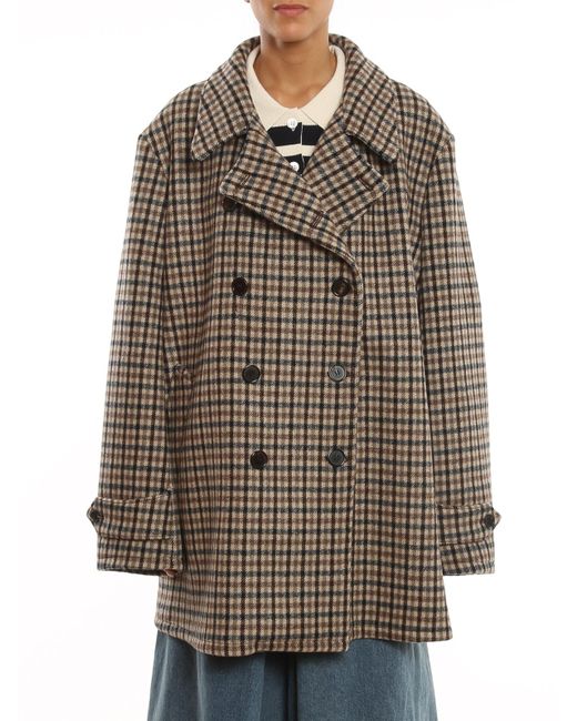 Maison Margiela Brown Double-breasted Wool Peacoat
