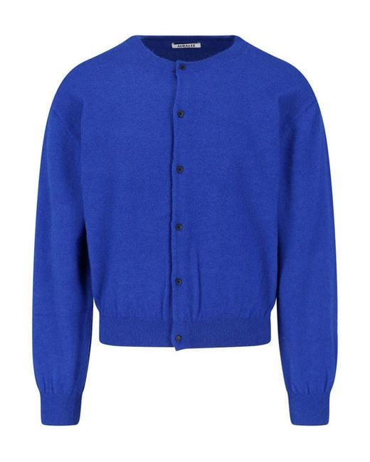 Auralee Blue Cashmere Blend Cardigan for men