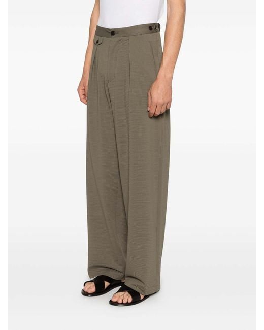 Emporio Armani Gray Wide-Fit Khaki Trousers for men