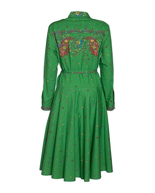 KENZO Green Paisley Flower Shirt Dress