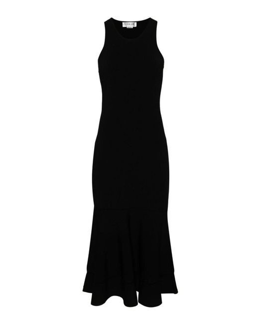 Victoria Beckham Black Sleeveless Flared Midi Dress