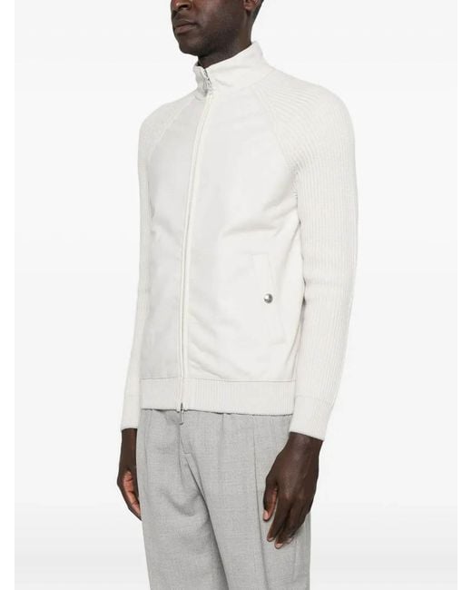 Eleventy White Full Zip Jacket Sand And Lt for men