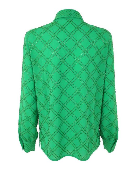 P.A.R.O.S.H. Green Polyester With Crystals Blouse