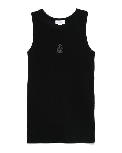 McQueen Black Stretch Cotton Tank Top for men