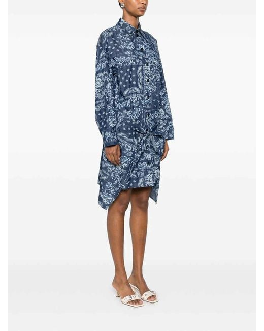 Emporio Armani Blue Cotton Chemisier Dress