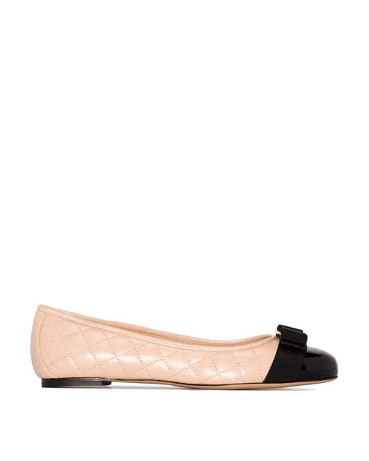 Ferragamo Pink Vara Quilted Leather Ballet Flats
