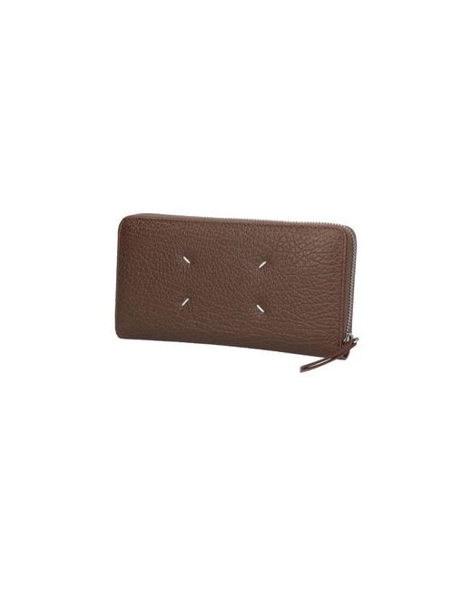 Maison Margiela Brown Four Stitches Zip Wallet
