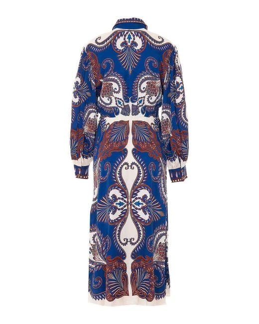 Farm Rio Blue And Arabesque Scarf Maxi Dress