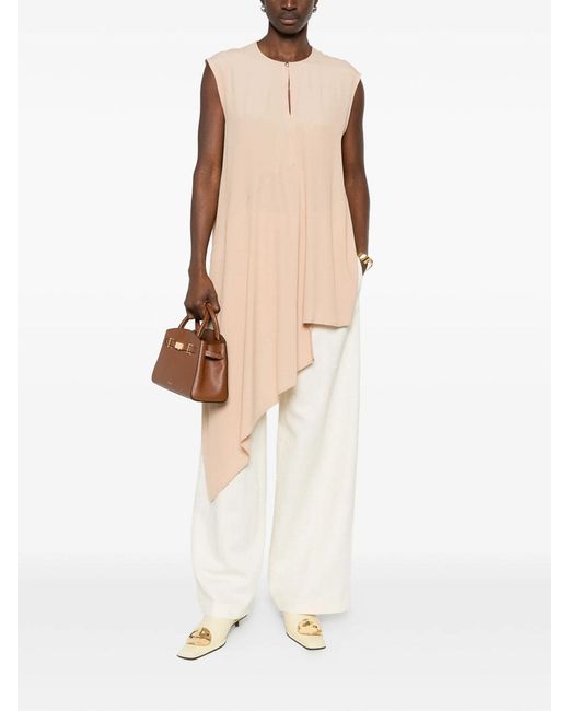 Fabiana Filippi Natural Asymmetric Hem Sleeveless Top