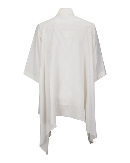 Yohji Yamamoto White Flounce Short Slv Blouse