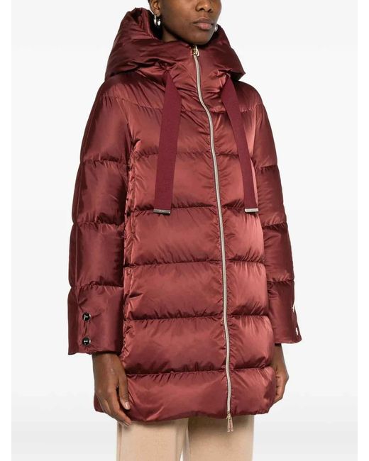 Herno Red Hooded Quilted Coat