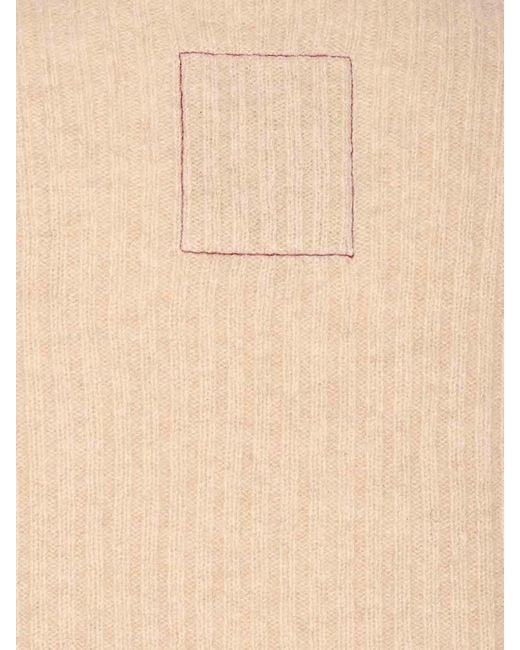 Uma Wang White High Neck Rib Top