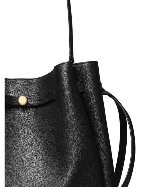 Tory Burch Black Romy Large Leather Bucket Bag