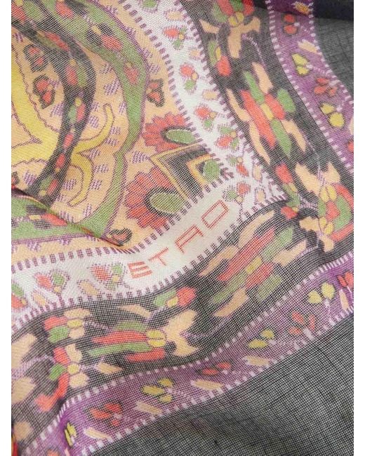 Etro Black Silk Georgette Scarf With Pattern