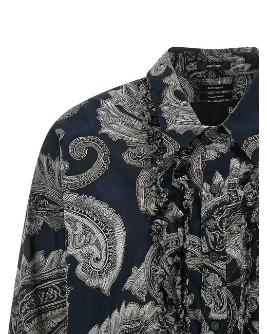 R13 Gray Paisley Print Shirt