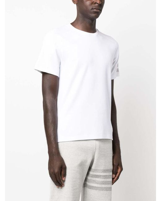 Thom Browne White 4-bar Short-sleeve T-shirt for men