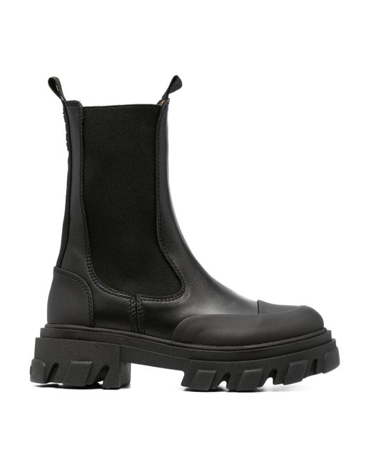 Ganni Leather Chelsea Boots in Black Lyst