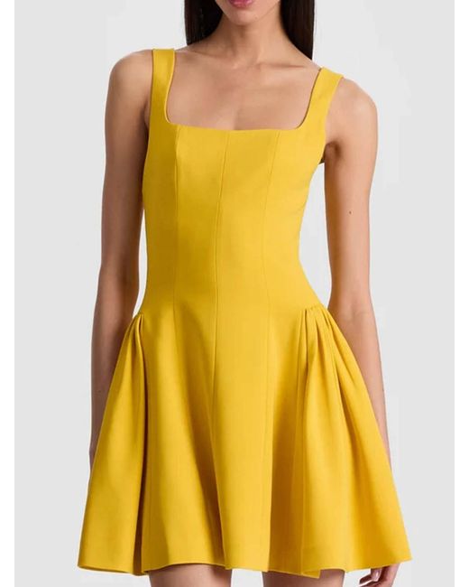 Alice + Olivia Yellow Vera Fit And Flare Mini Dress