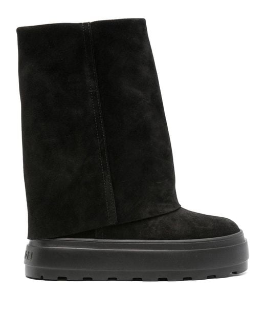 Casadei Black Platform Boots Leather