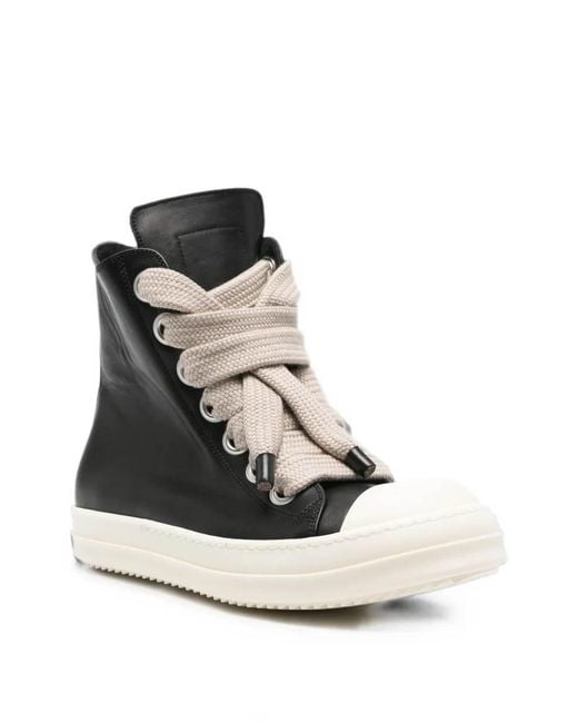 Rick Owens Black Jumbolace Leather Sneakers for men