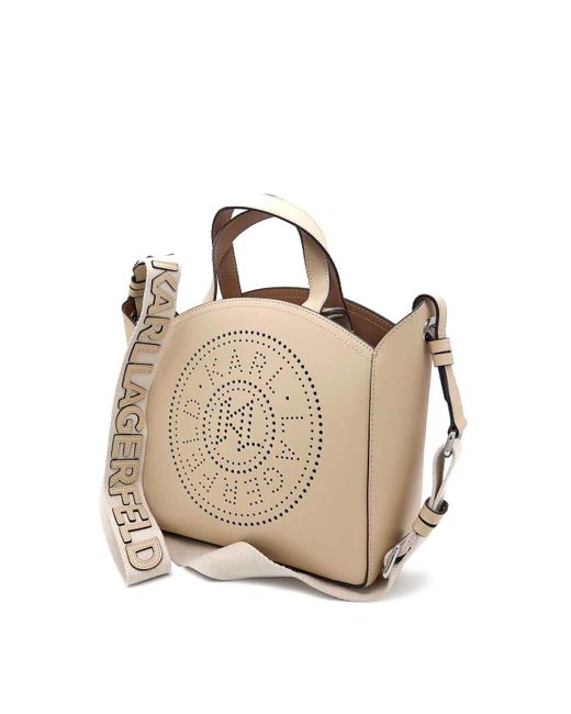 Karl Lagerfeld Natural K/Circle Small Tote Perforated