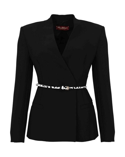 Max Mara Black Mstquinoa Double-Breasted Cady Jacket