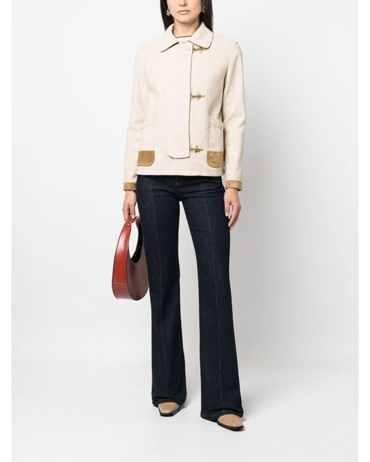 Fay Natural Contrasting-Trim Fitted Jacket